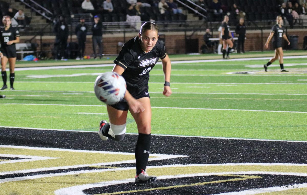 Ava Blum pursues a ball near the goal line in a game against Morehead State. 