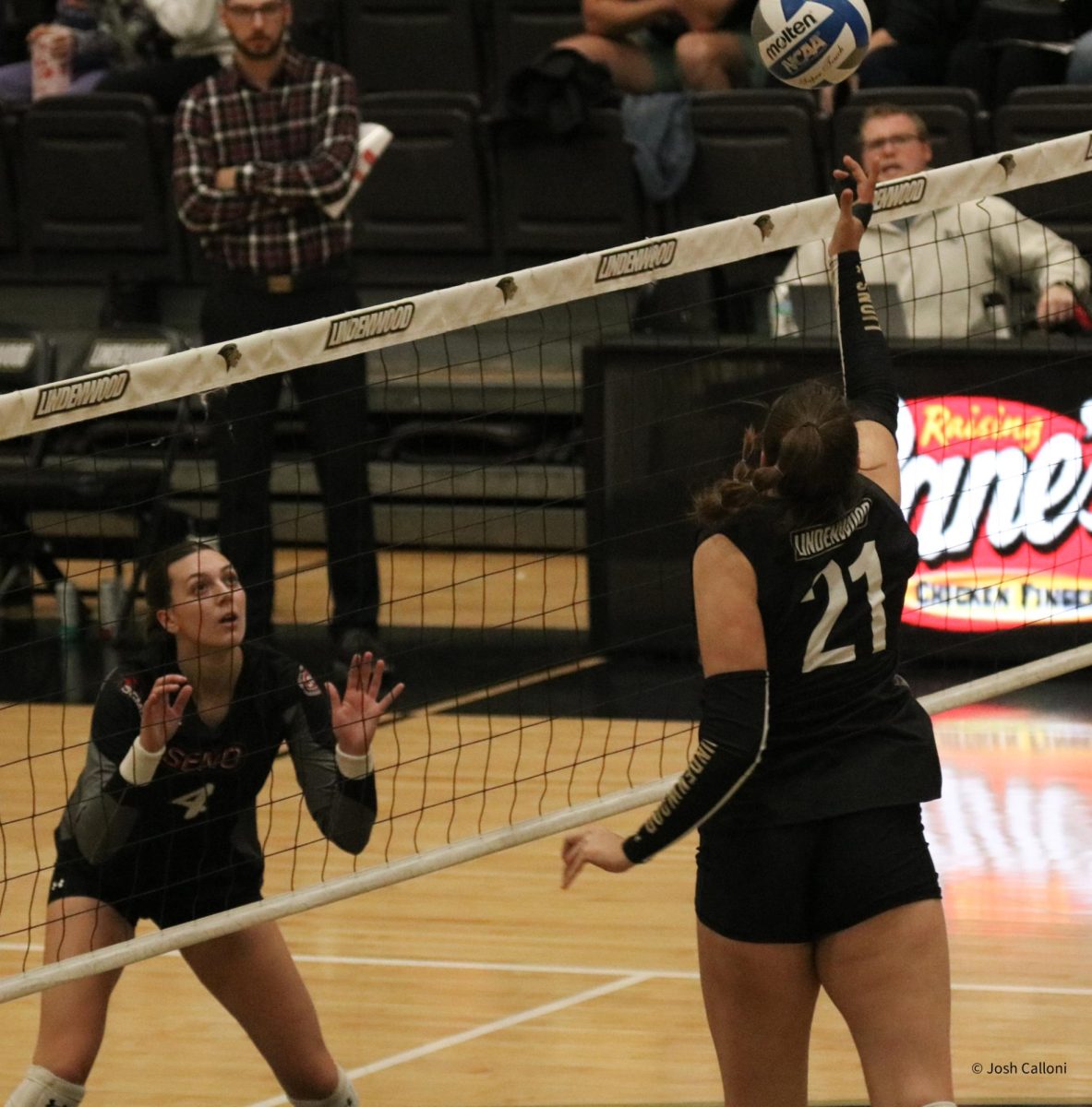 Rebecca Janke goes up for a kill against SEMO.