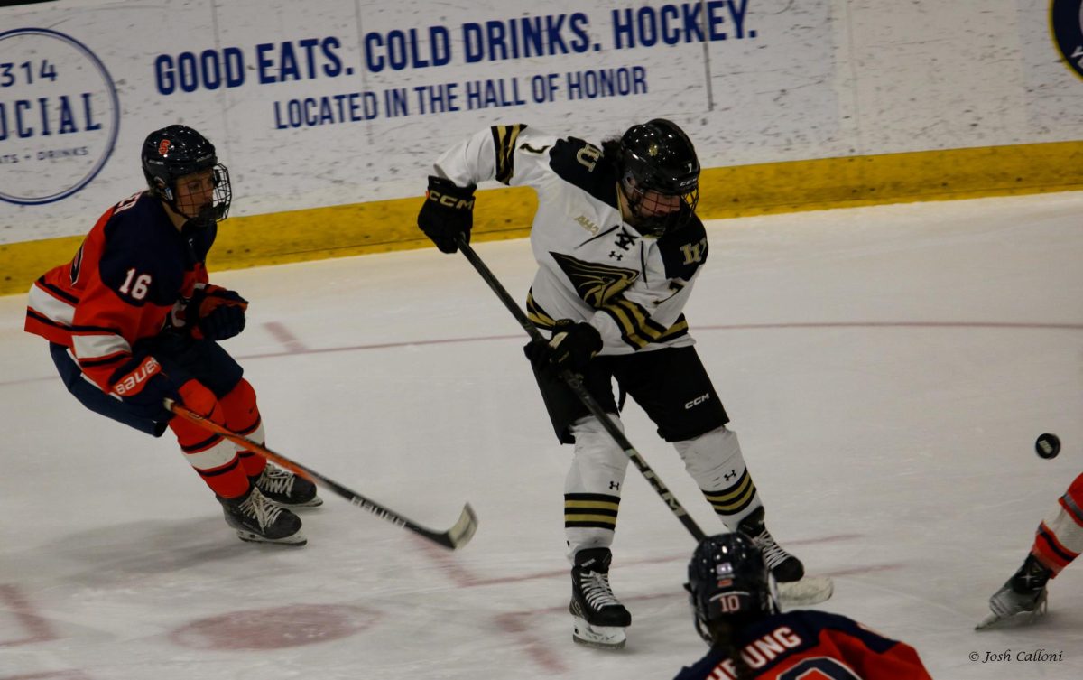 Ellie Muscedere prepares to receive the puck from a Lindenwood teammate during a game against Syracuse. 